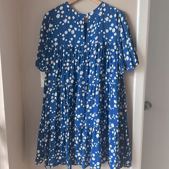 CODE X MODE Blue Daisy Tiered Babydoll Mini Dress - Picture 7 of 7